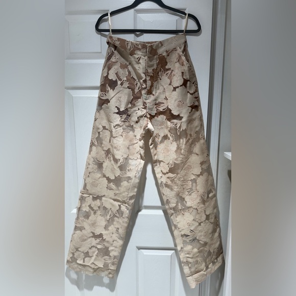 JLUXLABEL Sheer Floral Jumpsuit in Cream and Tan - Picture 6 of 8